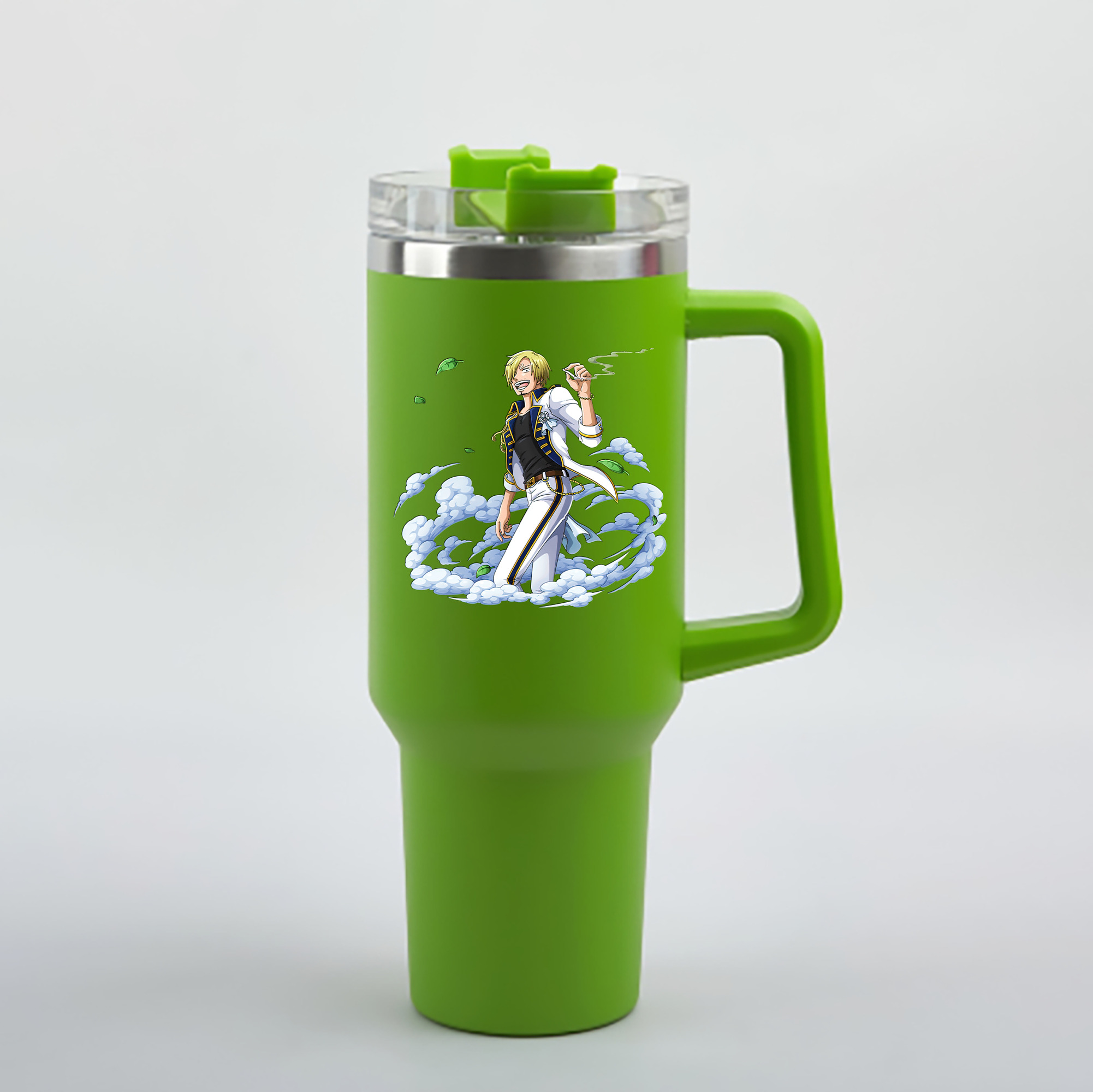 ワンピース サンジ ONE PIECE Sanji 1200mL車用タンブラー - クリスタルステッカー（プラスチックストロー付き）